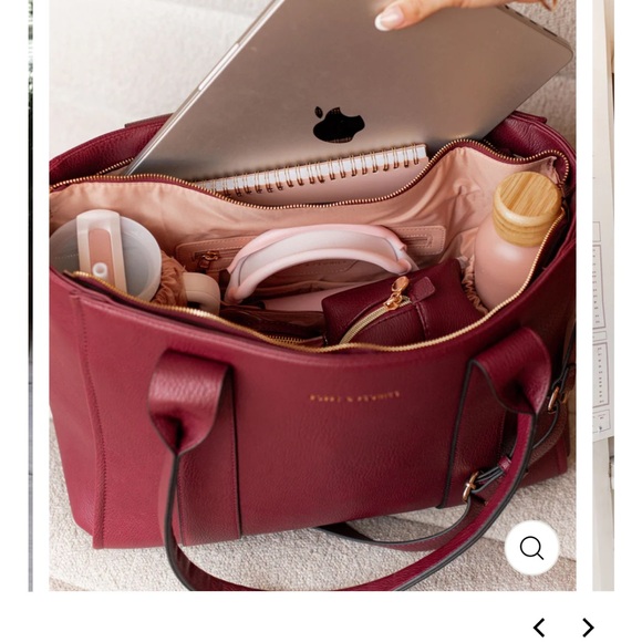 Poppy & Peonies Burgundy Tote Bag - Picture 4 of 4